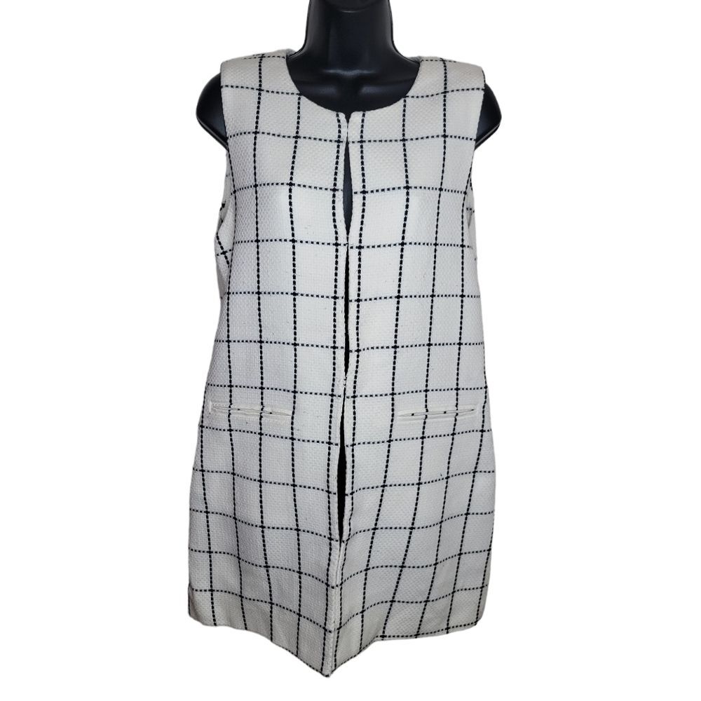 Sanctuary tweed sleevless long window pane vest size Large